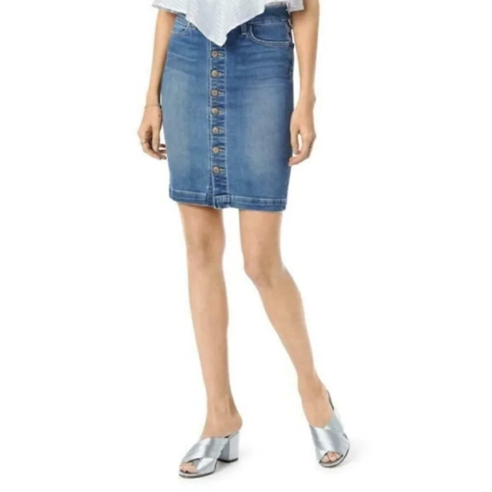 Joe's Jeans Kerrigan Denim Button Front Pencil Skirt, size 28 - Picture 1 of 14